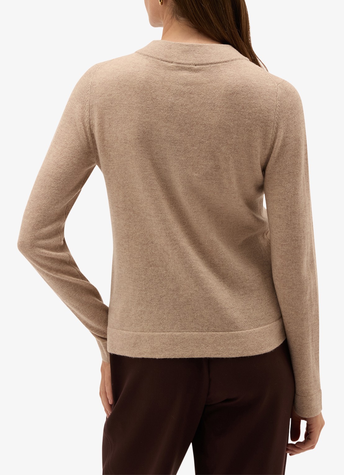 Hobbs Thalia fijngebreide trui van merino wol en kasjmier - achterkant 3 beige