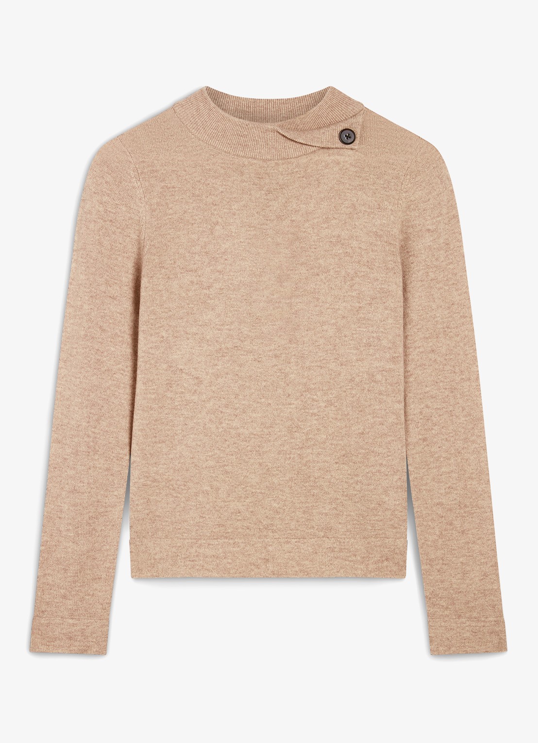 Hobbs Thalia fijngebreide trui van merino wol en kasjmier - voorkant 4 beige