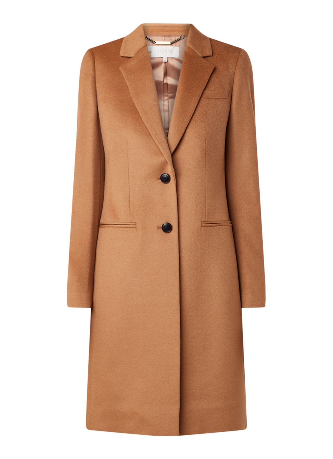 Hobbs Tilda mantel van wol met steekzakken - voorkant camel