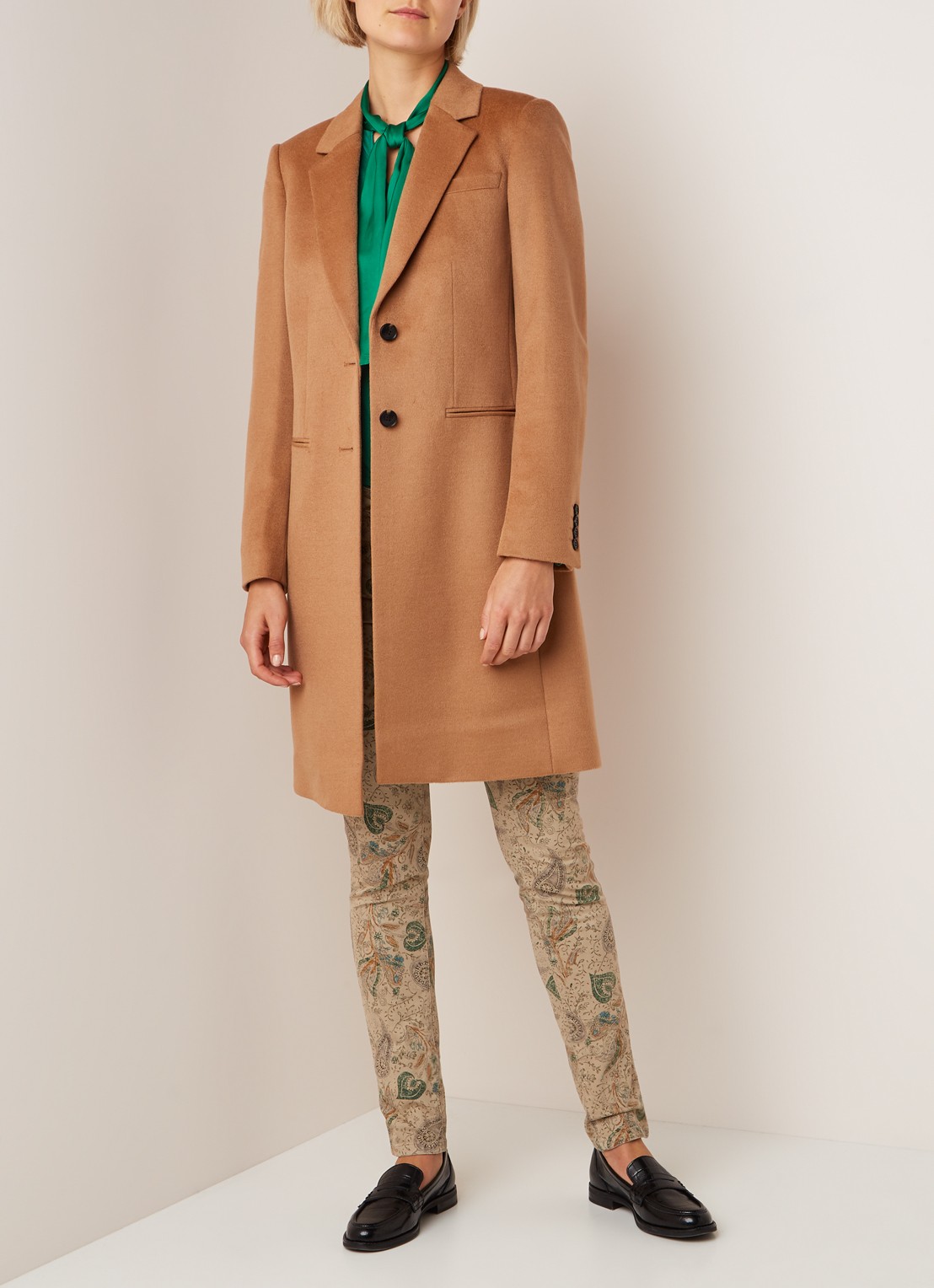 Hobbs Tilda mantel van wol met steekzakken - voorkant 2 camel