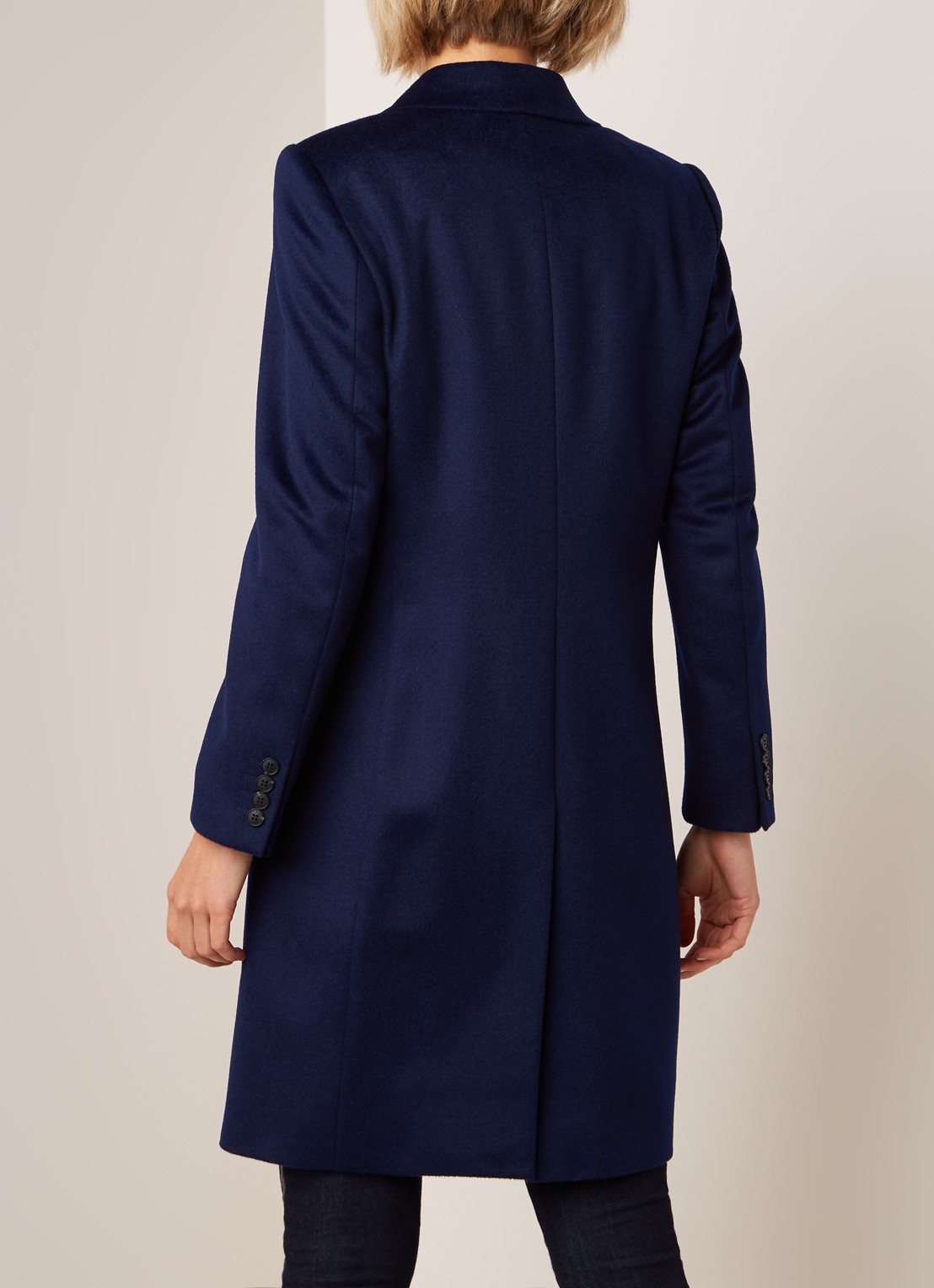 Hobbs Tilda mantel van wol met steekzakken - achterkant donkerblauw