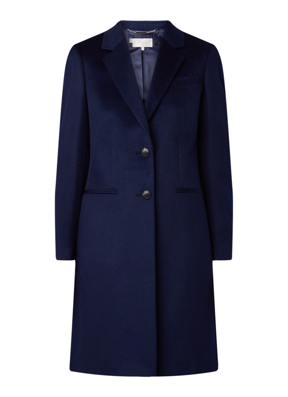 Hobbs Tilda mantel van wol met steekzakken - voorkant 2 donkerblauw