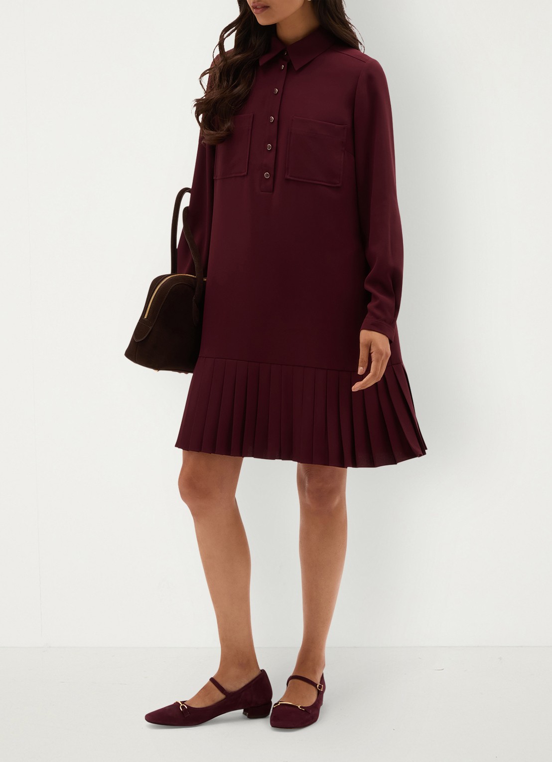 Hobbs Tina mini jurk met plooien - detail 4 paars