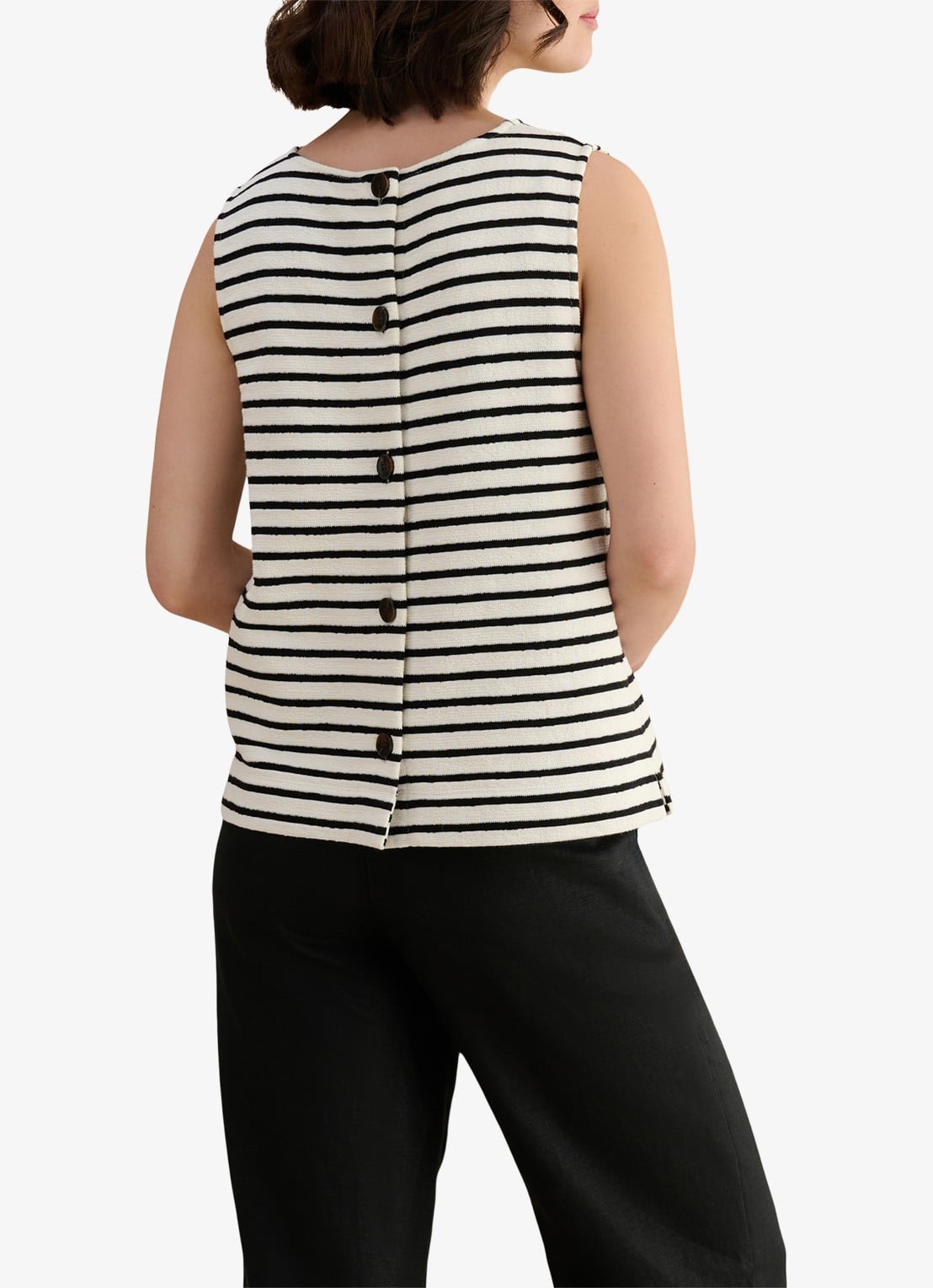 Hobbs Top met streepprint - achterkant 3 zwart