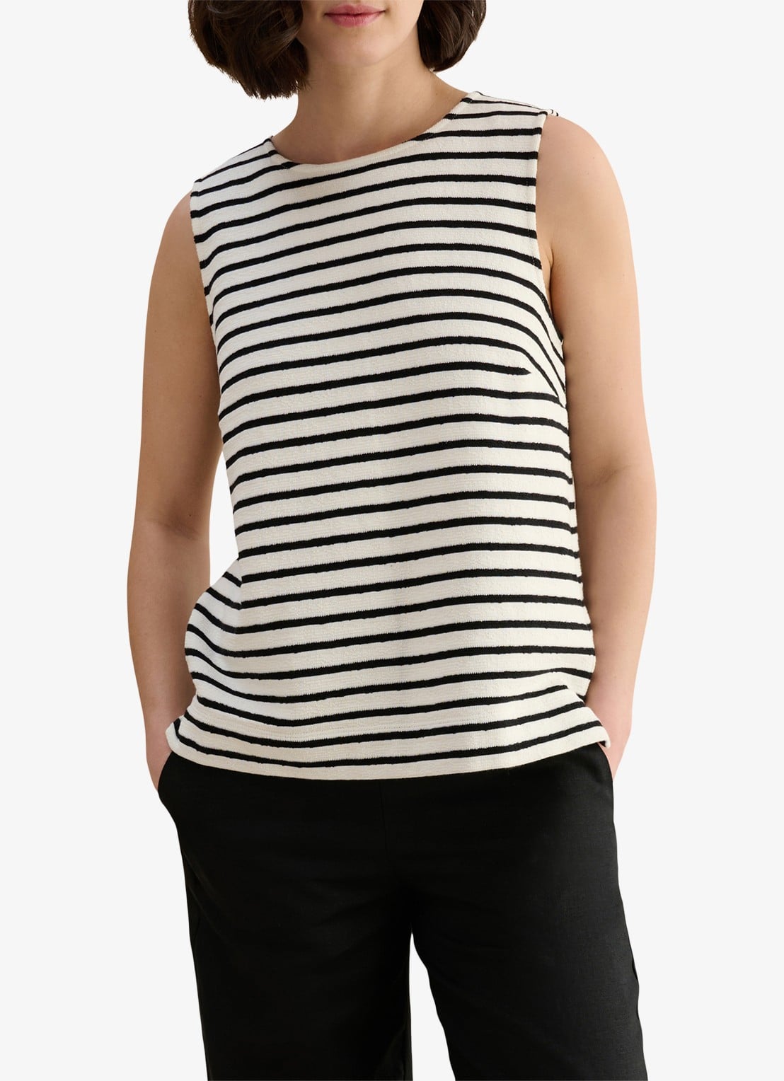 Hobbs Top met streepprint - detail 4 zwart