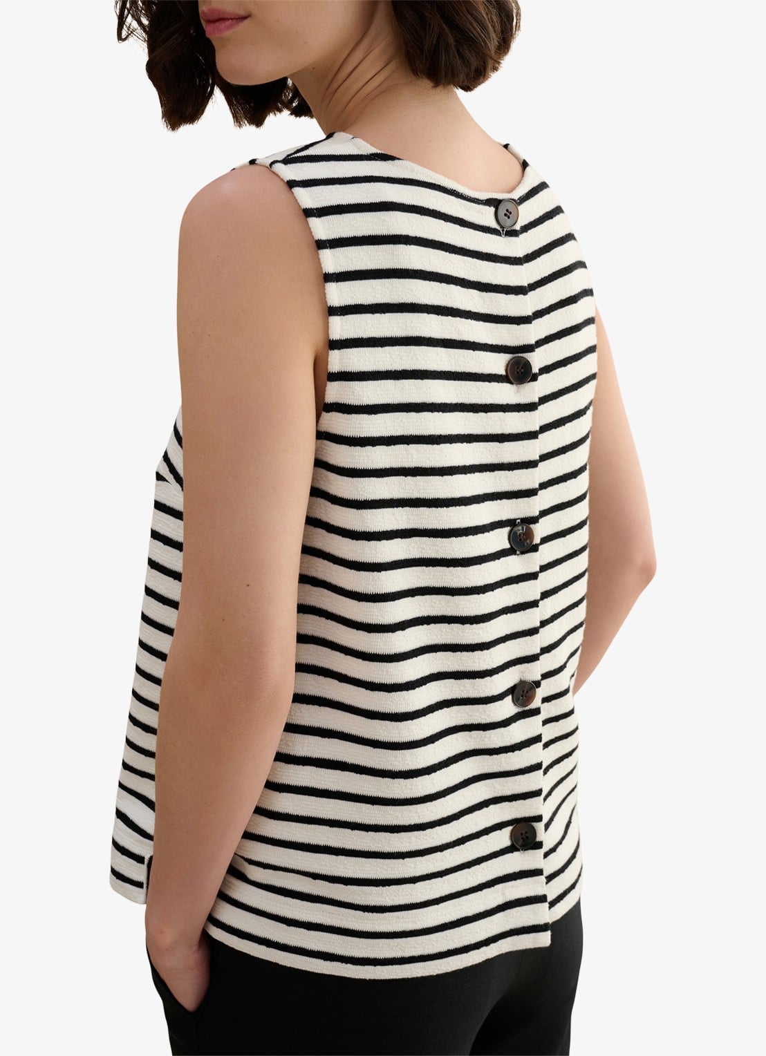 Hobbs Top met streepprint - detail 5 zwart