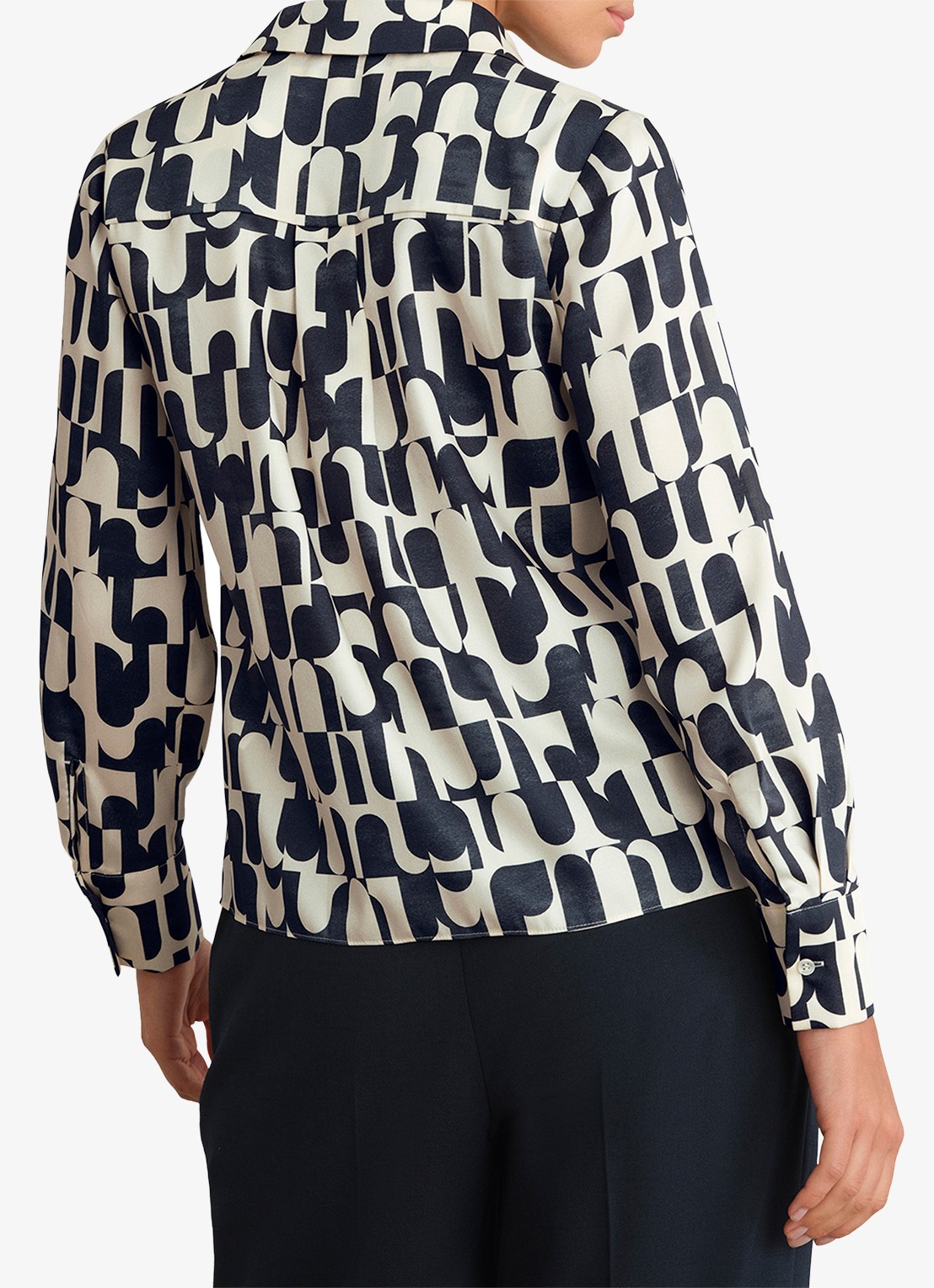 Hobbs Velma blouse met grafische print - achterkant 3 donkerblauw