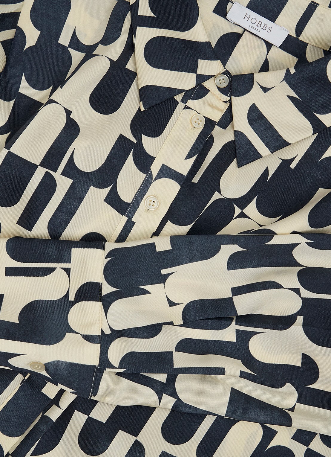 Hobbs Velma blouse met grafische print - detail 6 donkerblauw