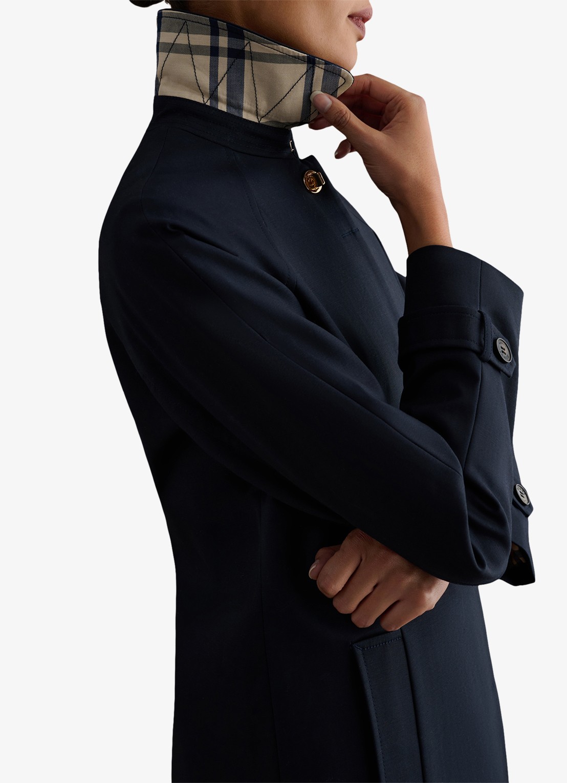 Hobbs Vivienne trenchcoat met steekzakken - detail 4 donkerblauw