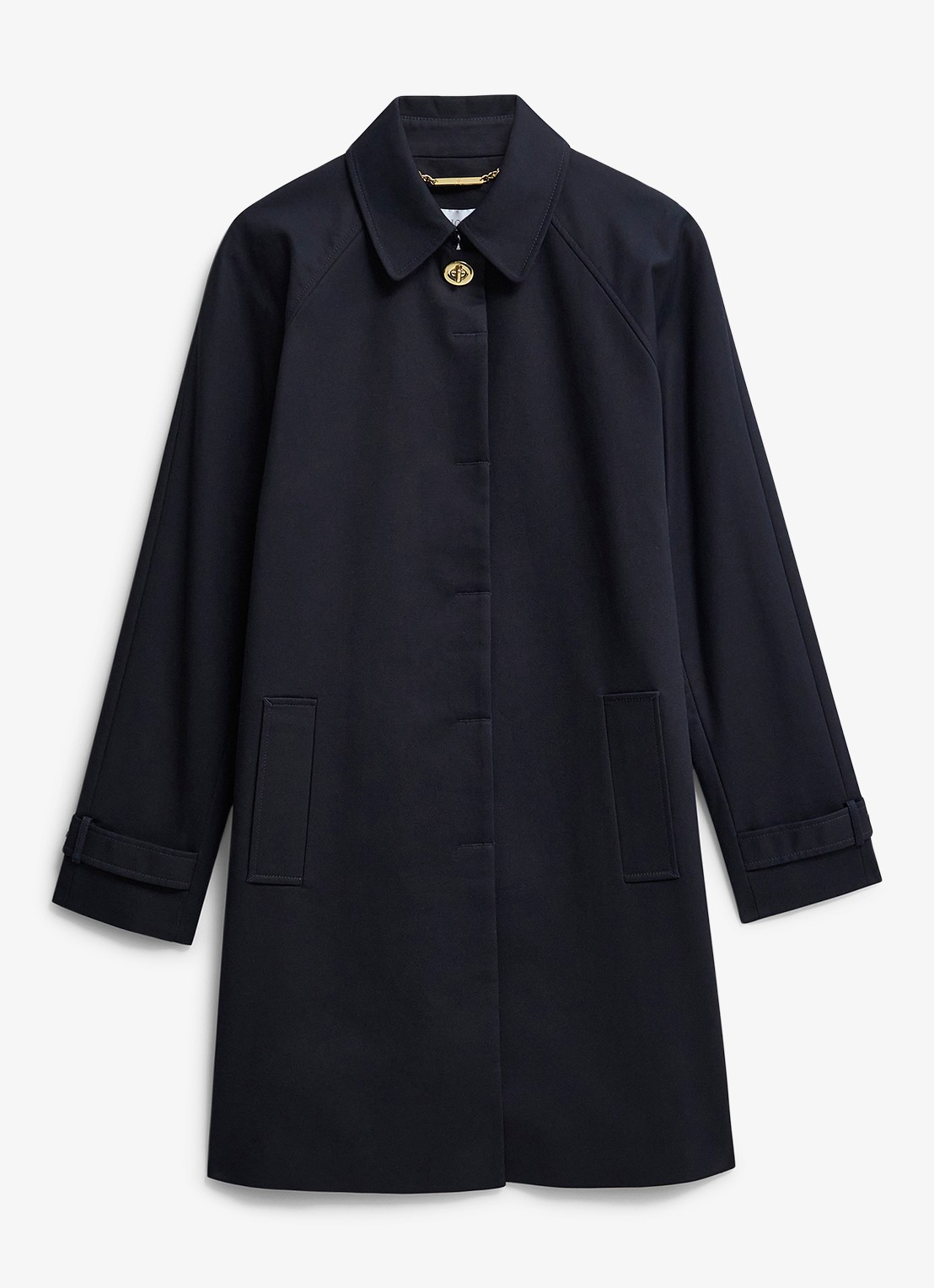 Hobbs Vivienne trenchcoat met steekzakken - voorkant donkerblauw