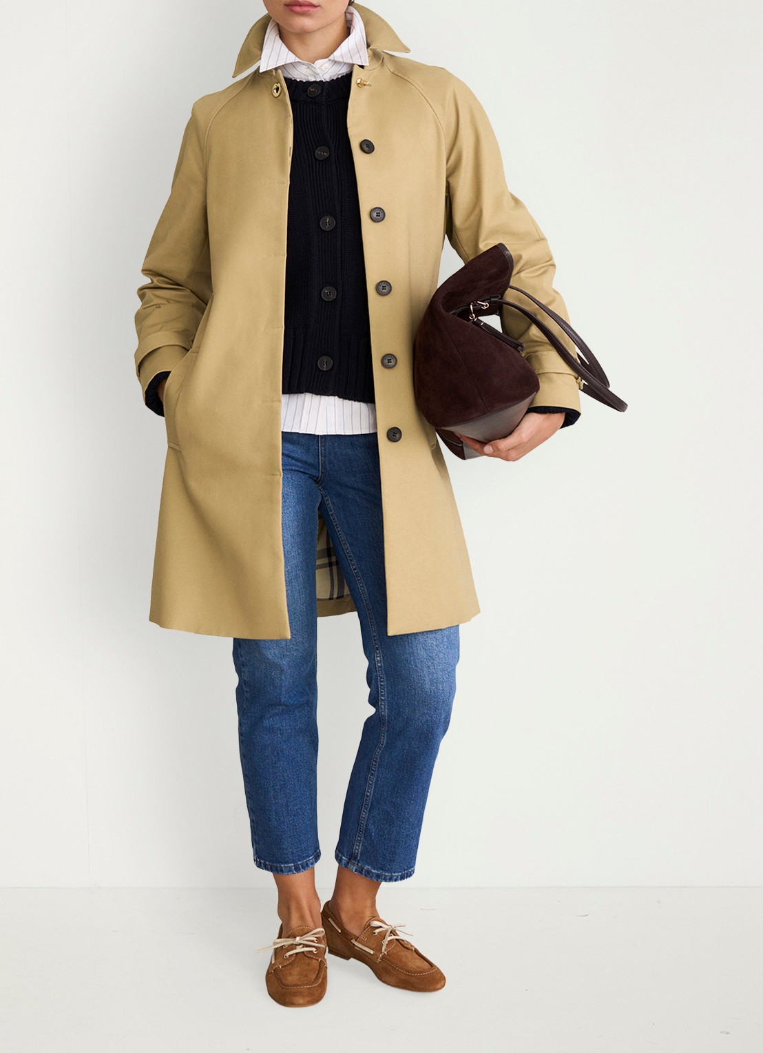 Hobbs Vivienne trenchcoat met steekzakken - voorkant 3 beige