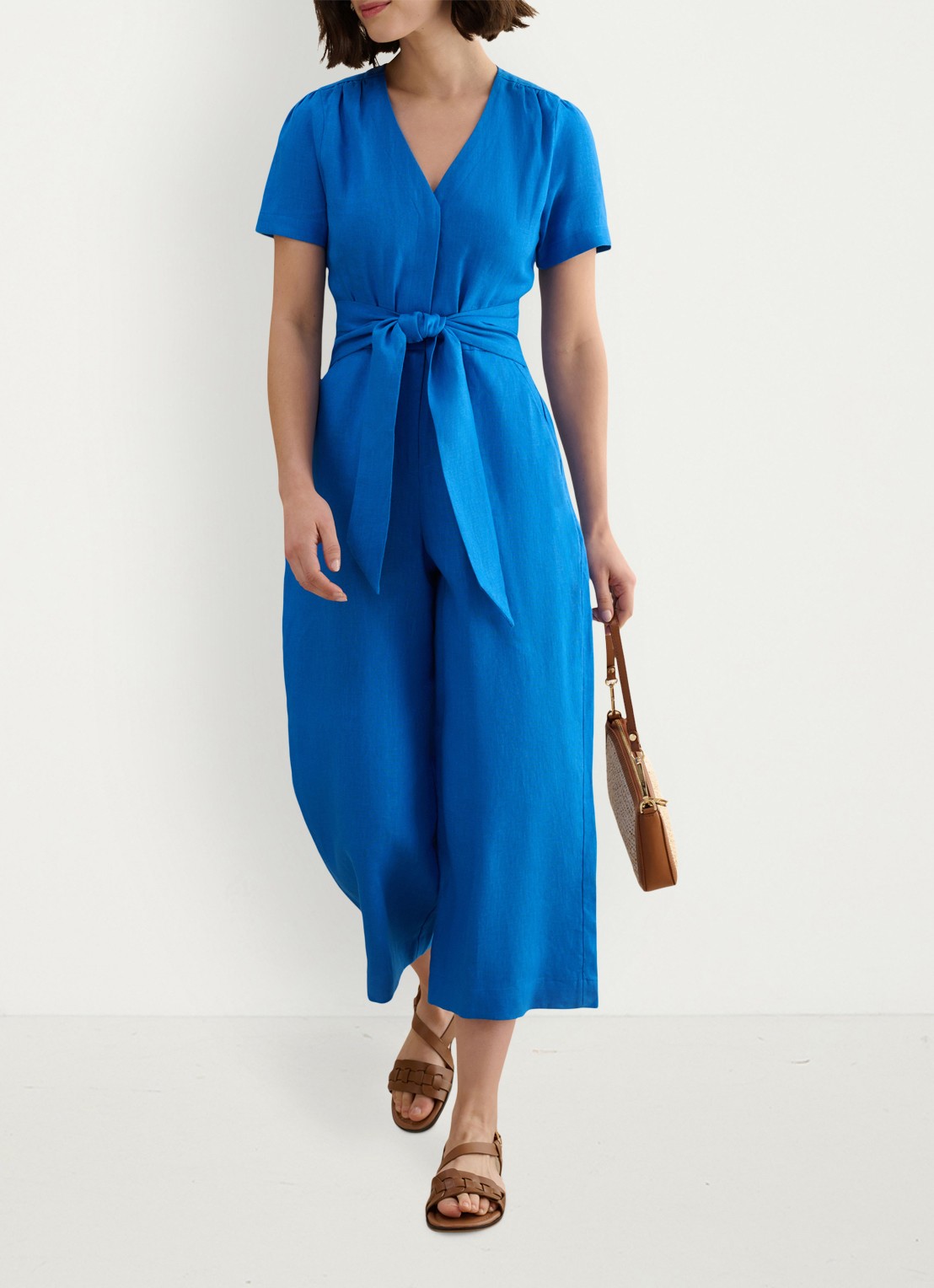 Hobbs Wide fit cropped jumpsuit met V-hals - detail 2 blauw