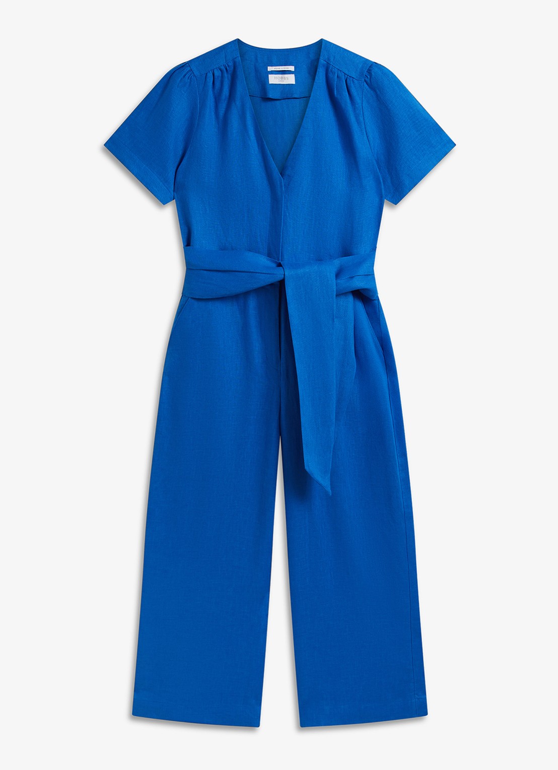 Hobbs Wide fit cropped jumpsuit met V-hals - voorkant 3 blauw
