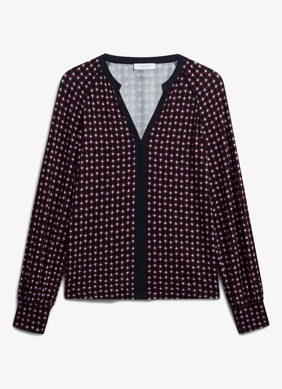 Hobbs Zelia tuniek met grafische print  - voorkant 6 bordeauxrood