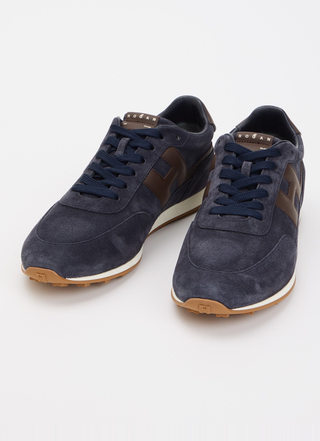 Hogan Allacciato sneaker van suède - detail 3 donkerblauw
