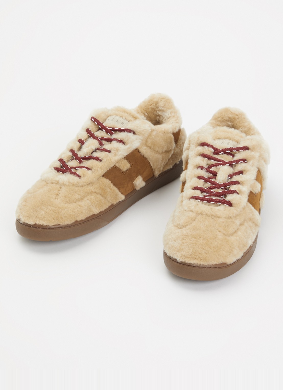 Hogan Cool Shearling sneaker van schapenvacht met details van nubuck - detail beige