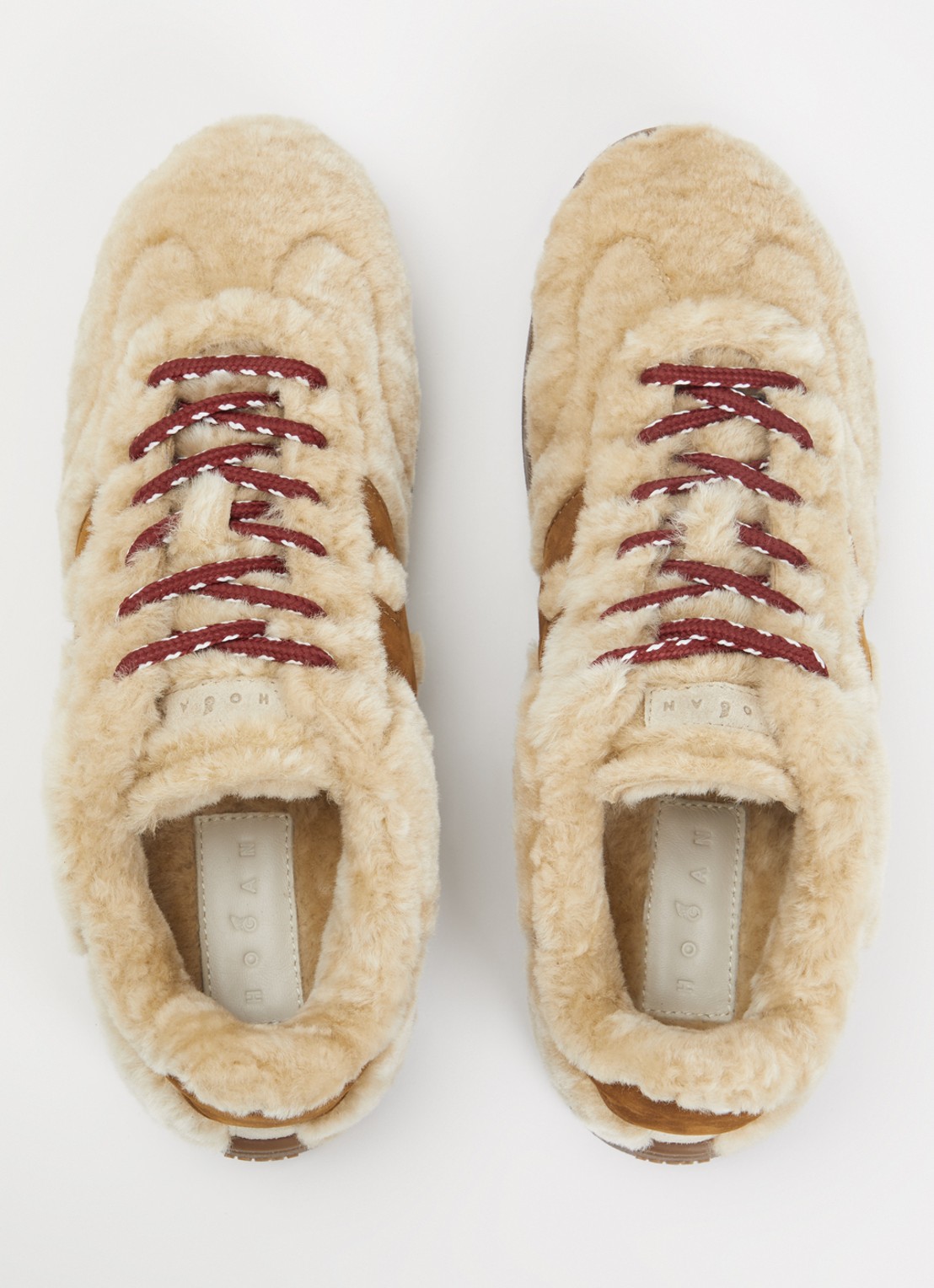 Hogan Cool Shearling sneaker van schapenvacht met details van nubuck - detail 2 beige