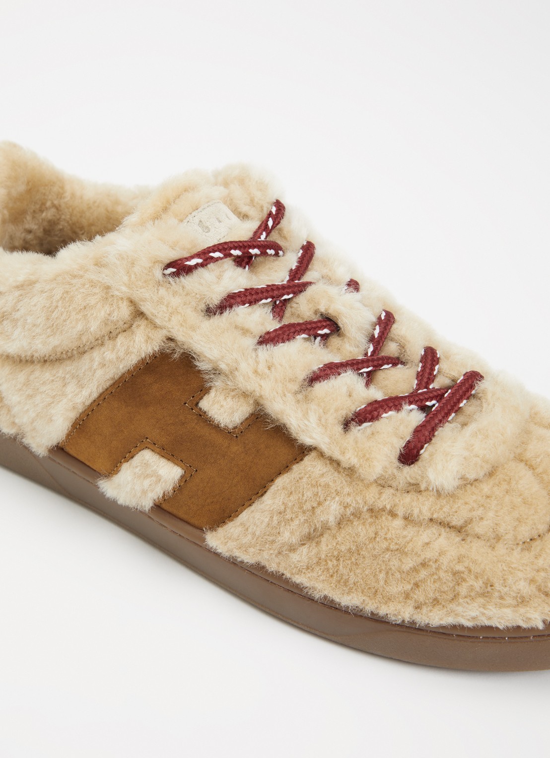 Hogan Cool Shearling sneaker van schapenvacht met details van nubuck - detail 4 beige