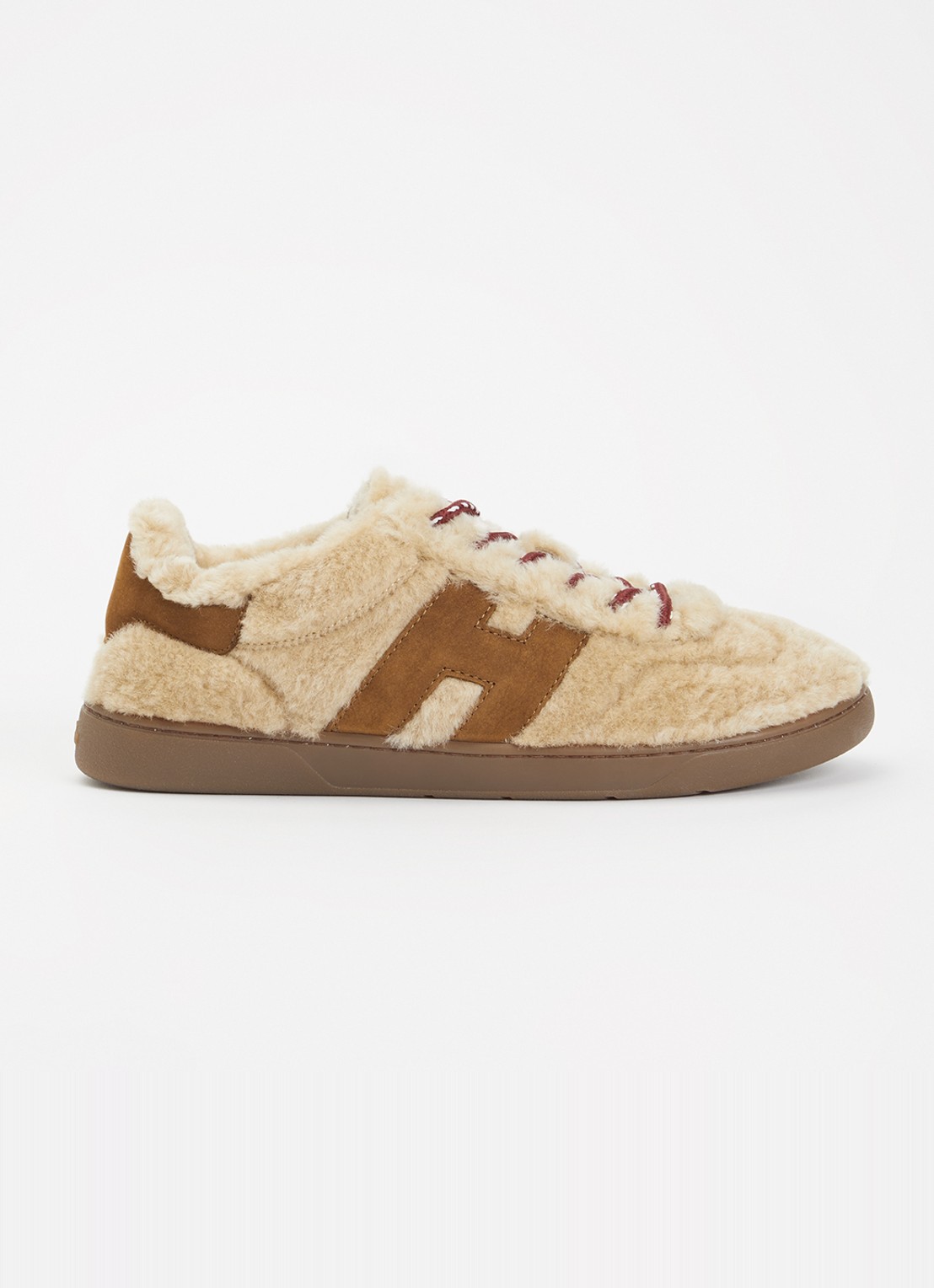 Hogan Cool Shearling sneaker van schapenvacht met details van nubuck - voorkant 6 beige