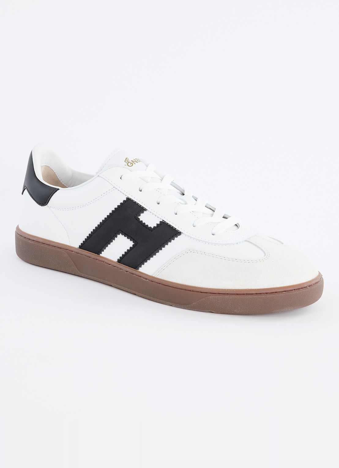Hogan Cool sneaker van leer met suède details - voorkant gebroken wit