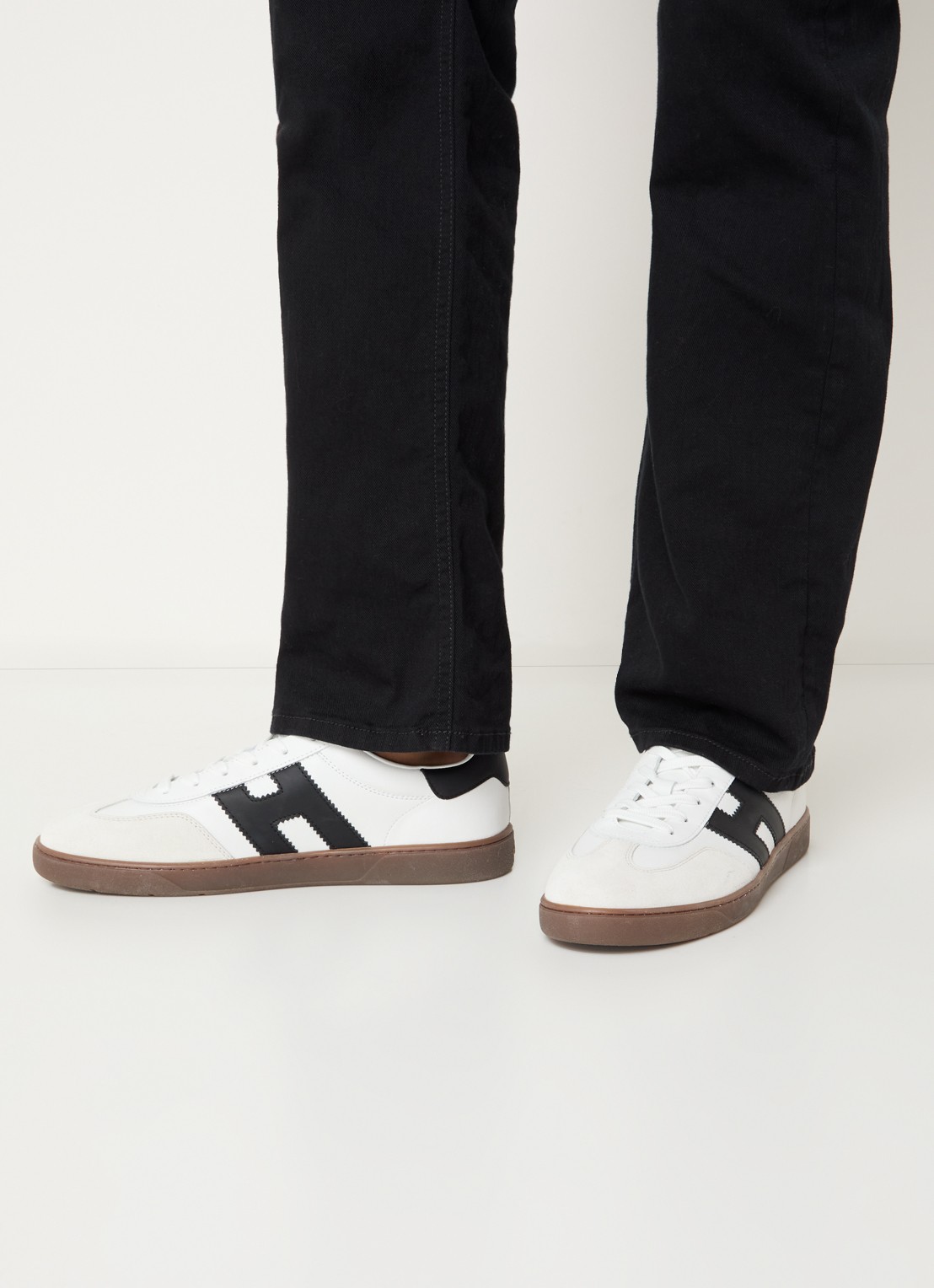Hogan Cool sneaker van leer met suède details - voorkant 2 gebroken wit