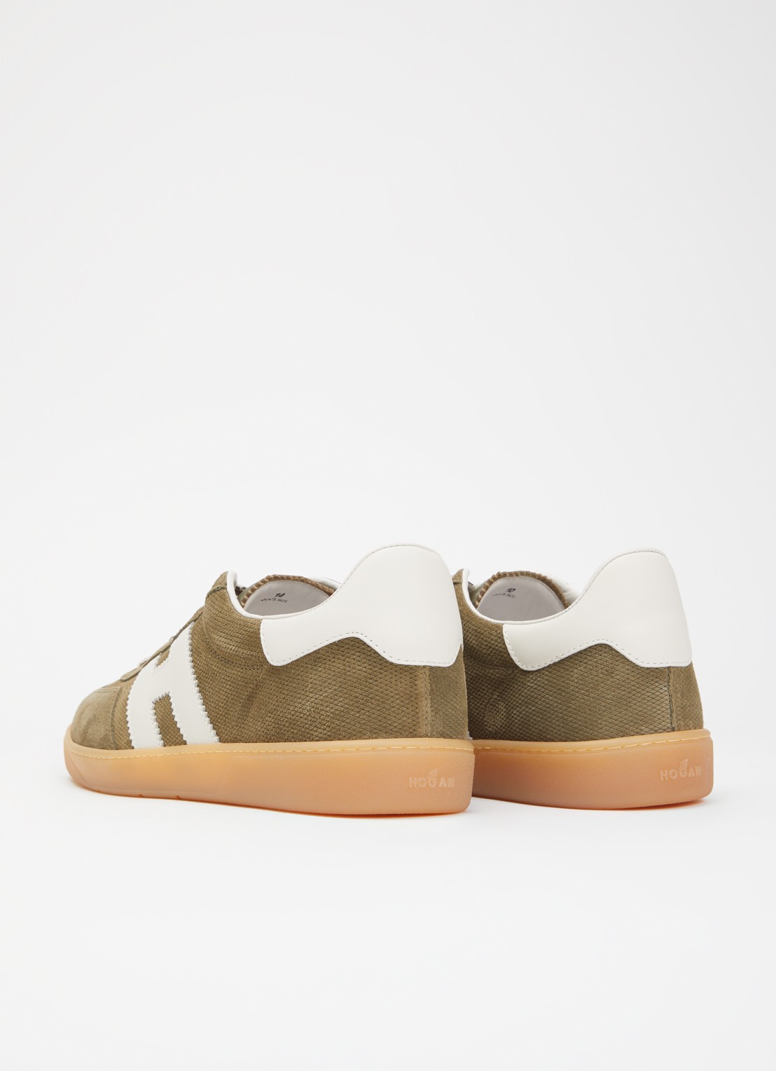Hogan Cool sneaker van leer met suède details - achterkant mosgroen