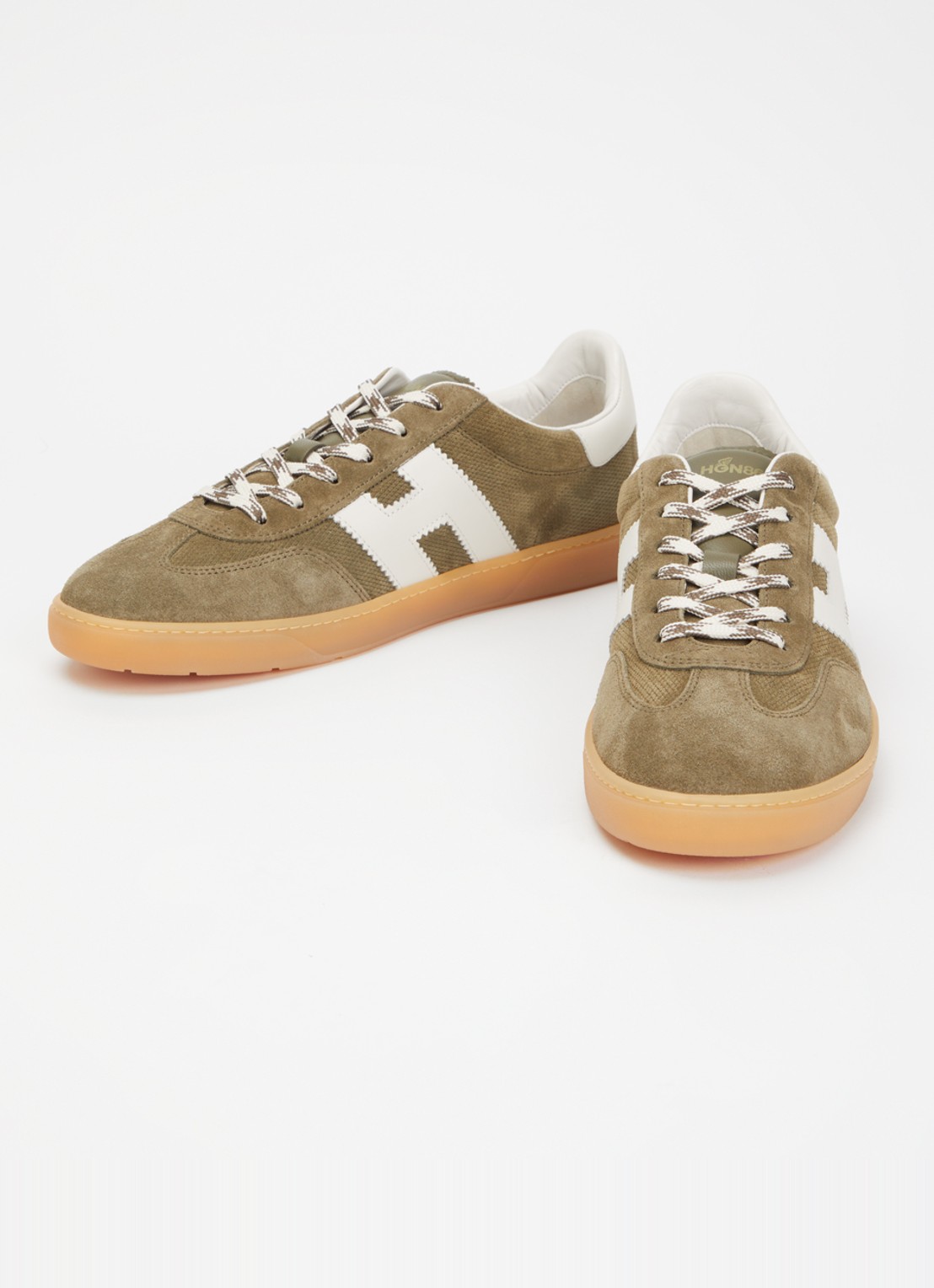 Hogan Cool sneaker van leer met suède details - detail 2 mosgroen