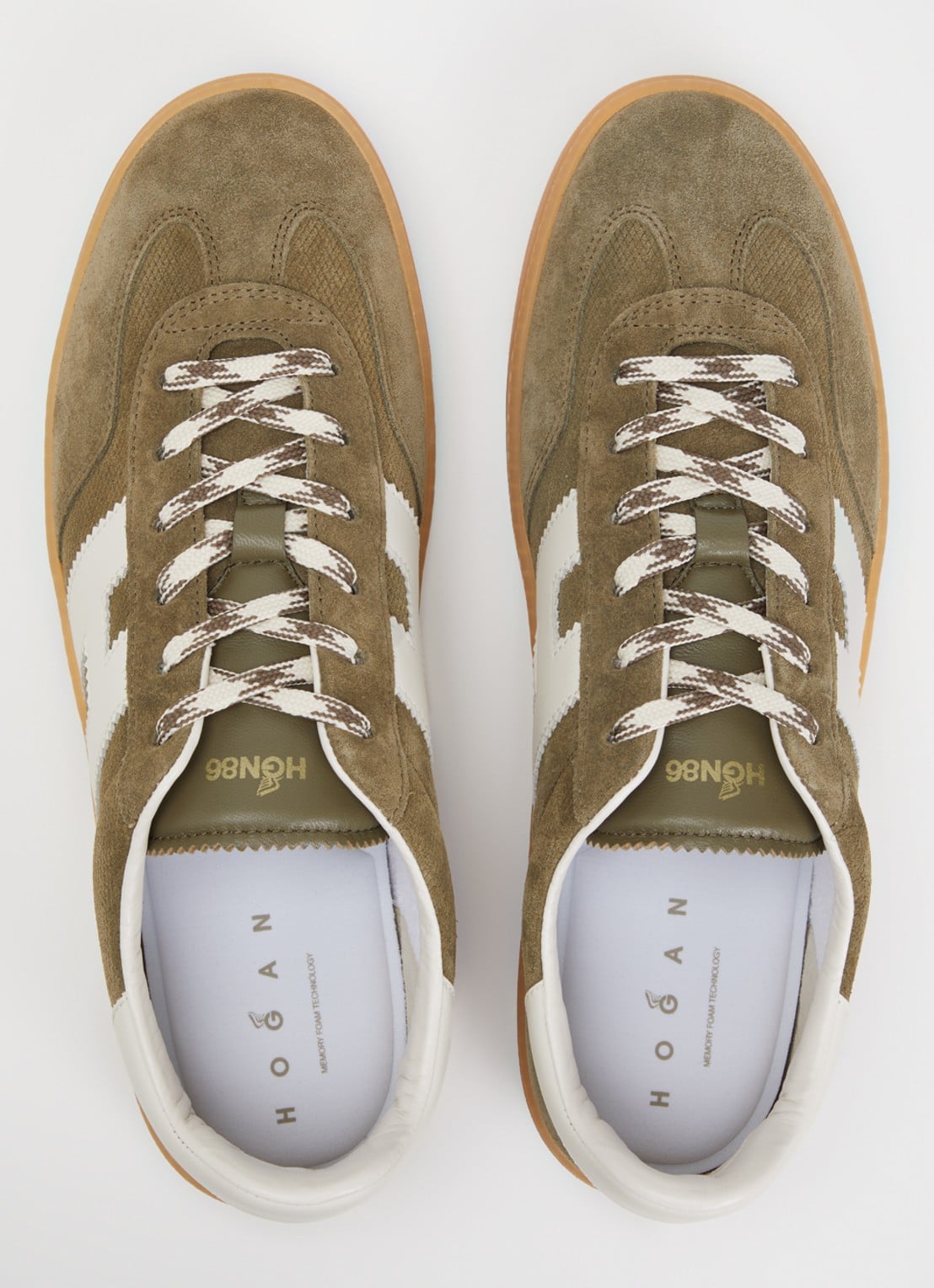 Hogan Cool sneaker van leer met suède details - detail 3 mosgroen