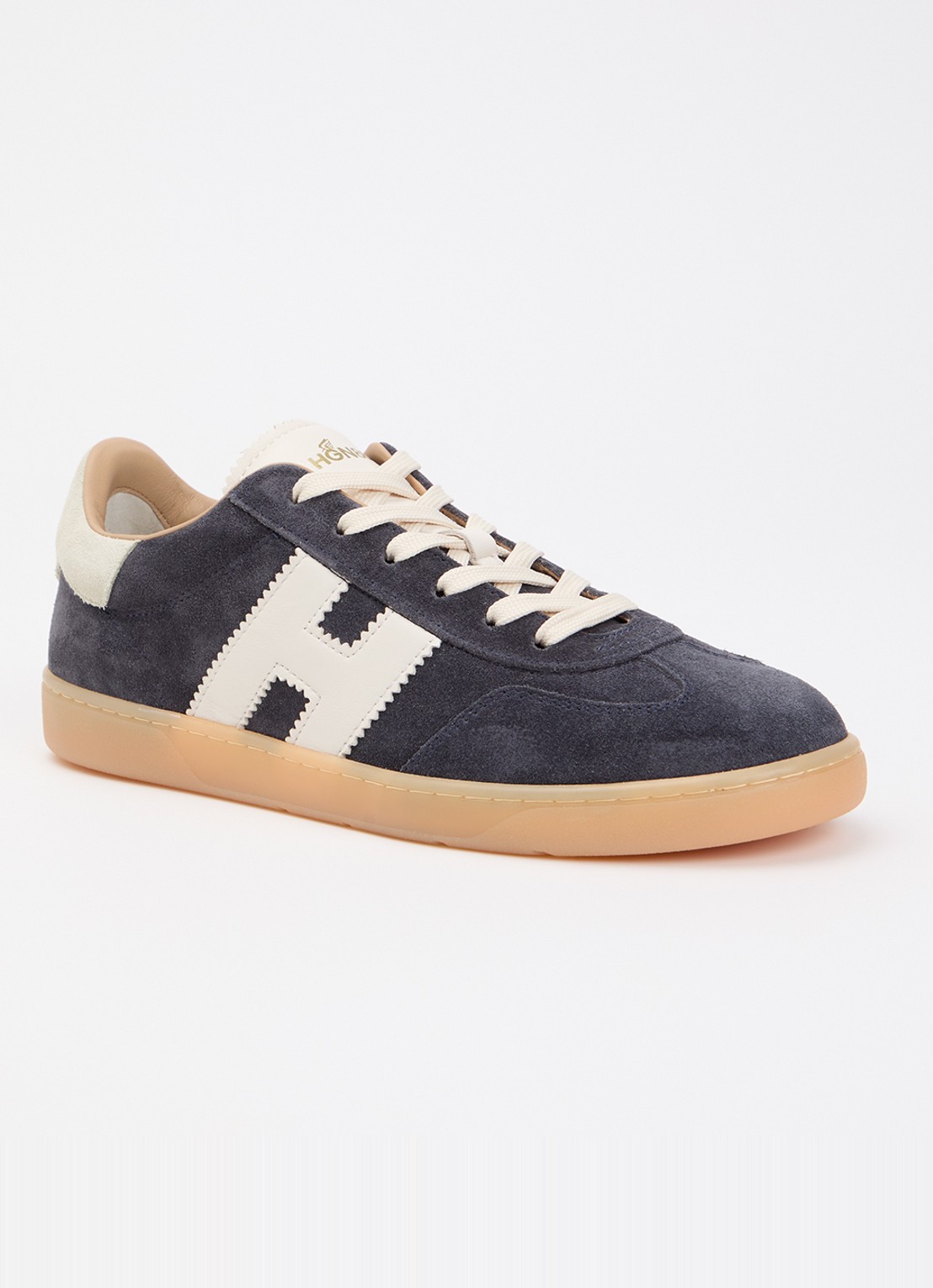 Hogan Cool sneaker van suède met logo - voorkant donkerblauw