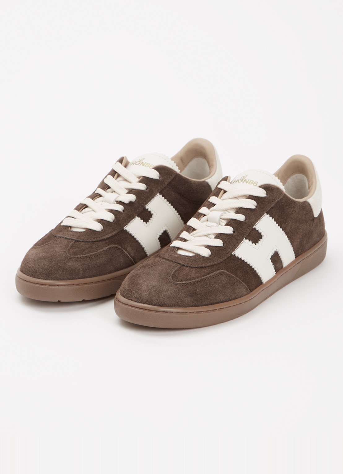 Hogan Cool sneaker van suède met logo - detail donkerbruin