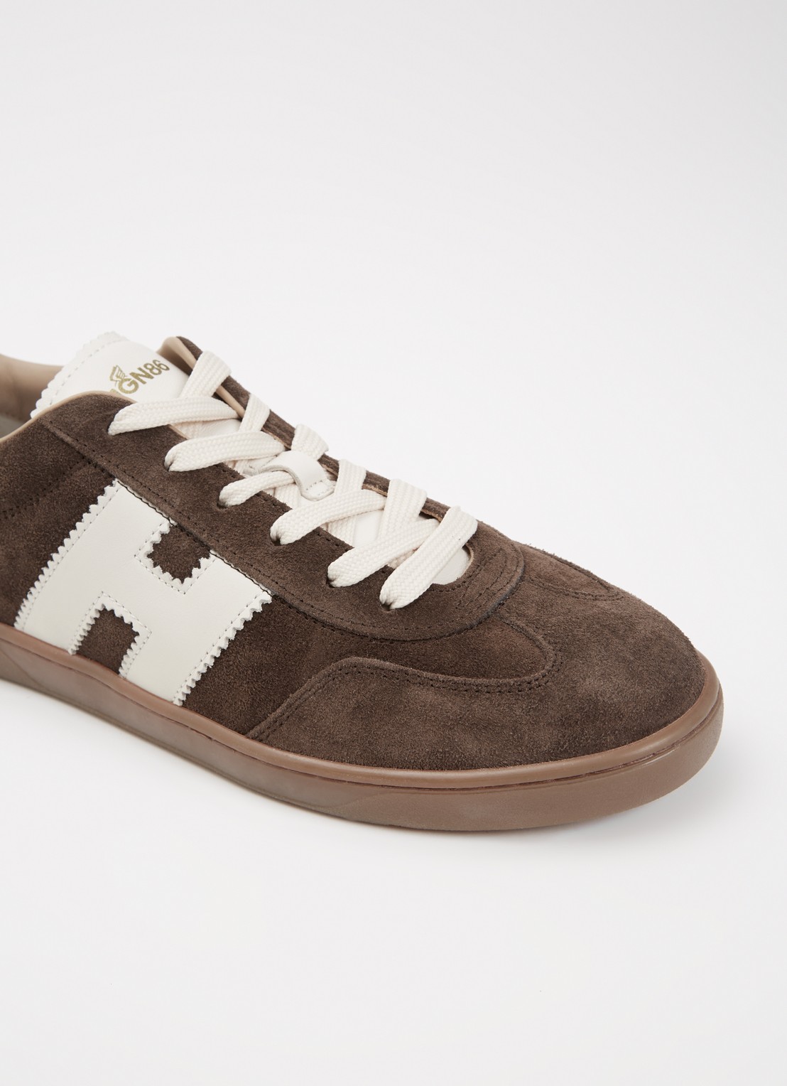Hogan Cool sneaker van suède met logo - detail 4 donkerbruin