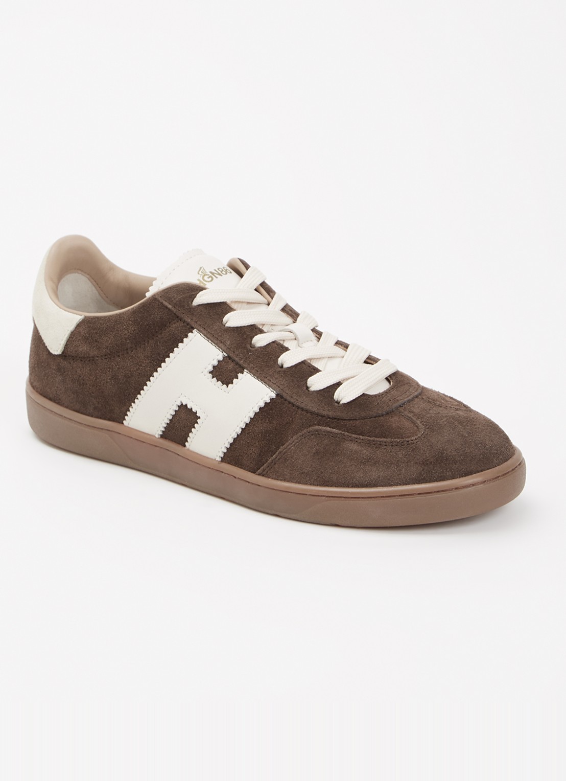 Hogan Cool sneaker van suède met logo - voorkant 5 donkerbruin