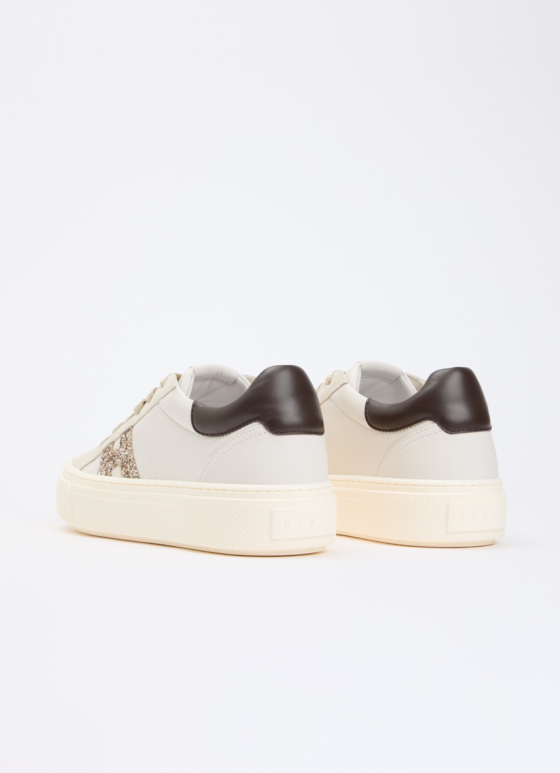 Hogan Crosswind sneaker van leer met suède details - achterkant 7 gebroken wit