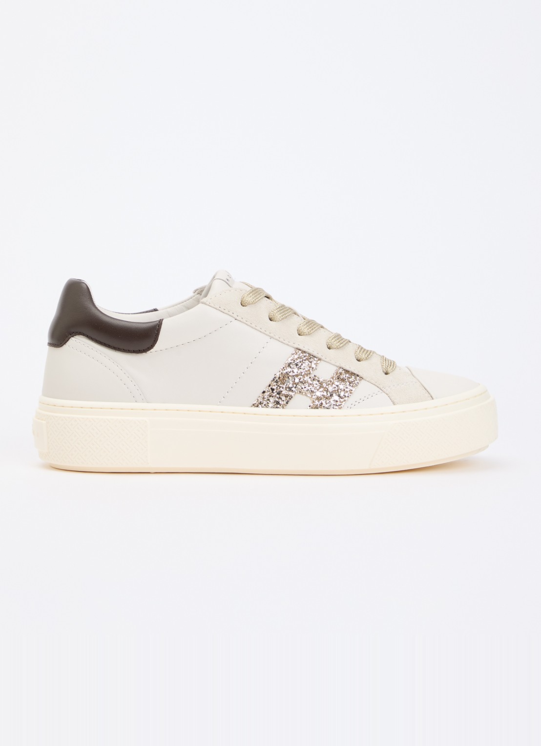 Hogan Crosswind sneaker van leer met suède details - voorkant 5 gebroken wit