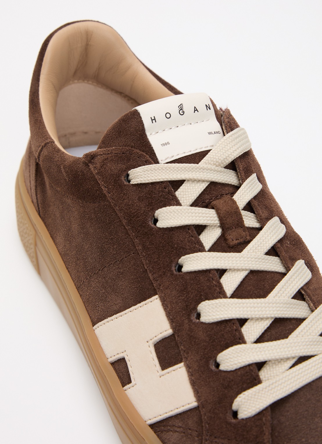 Hogan Crosswind sneaker van suède - detail 4 bruin