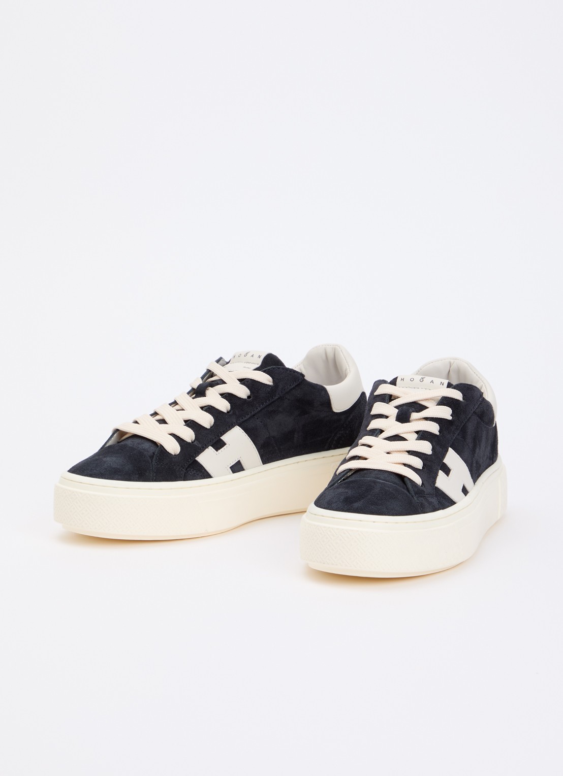 Hogan Crosswind sneaker van suède - detail donkerblauw
