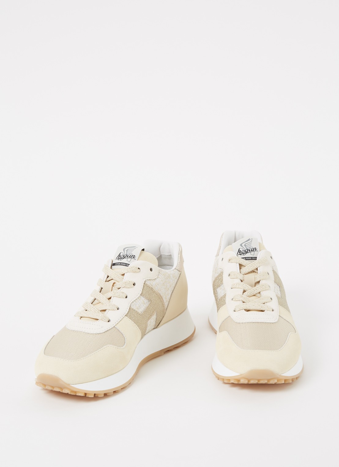 Hogan H383 sneaker met suède details - detail 2 vanillegeel