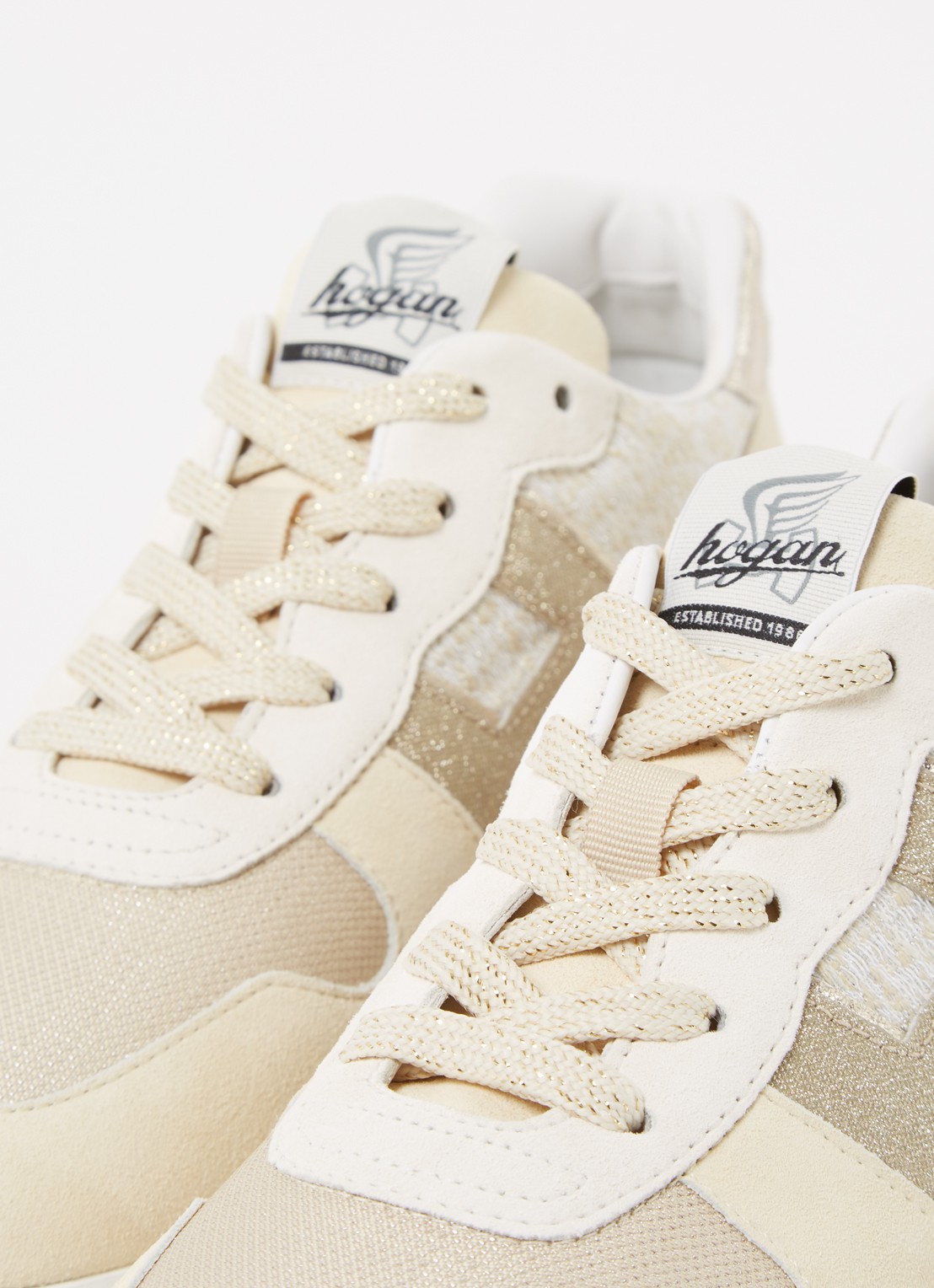 Hogan H383 sneaker met suède details - detail 5 vanillegeel