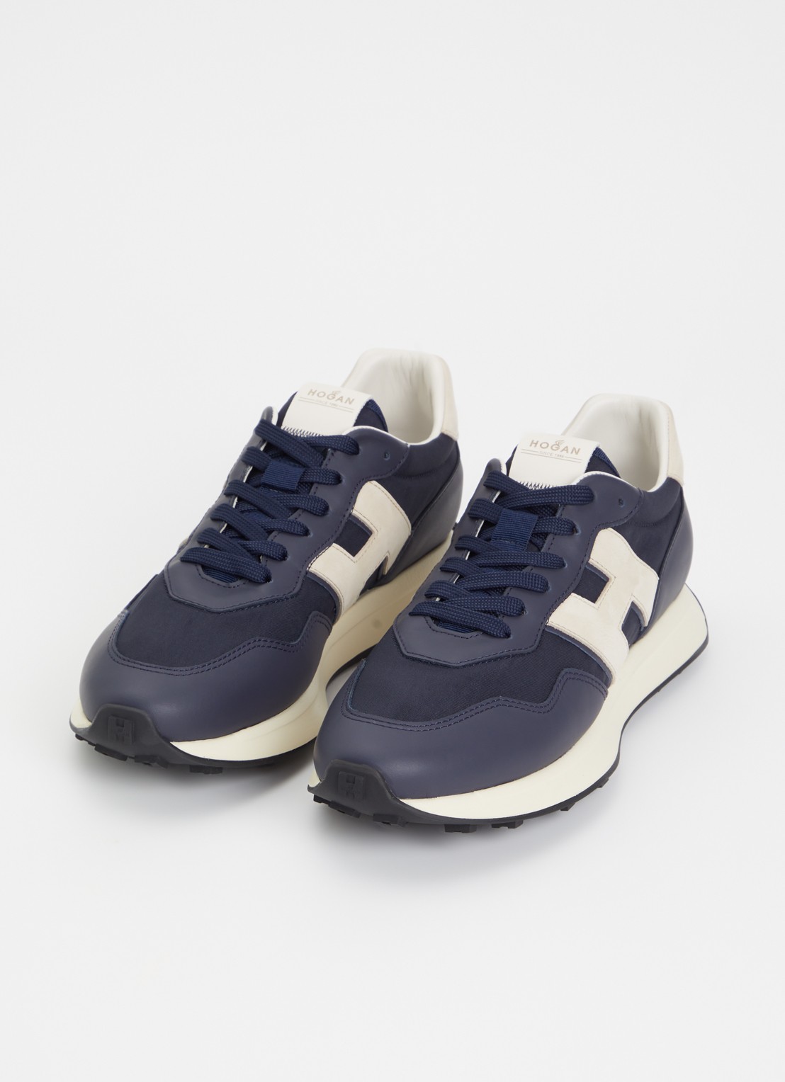 Hogan H601 sneaker met details van leer en nubuck - detail 2 donkerblauw
