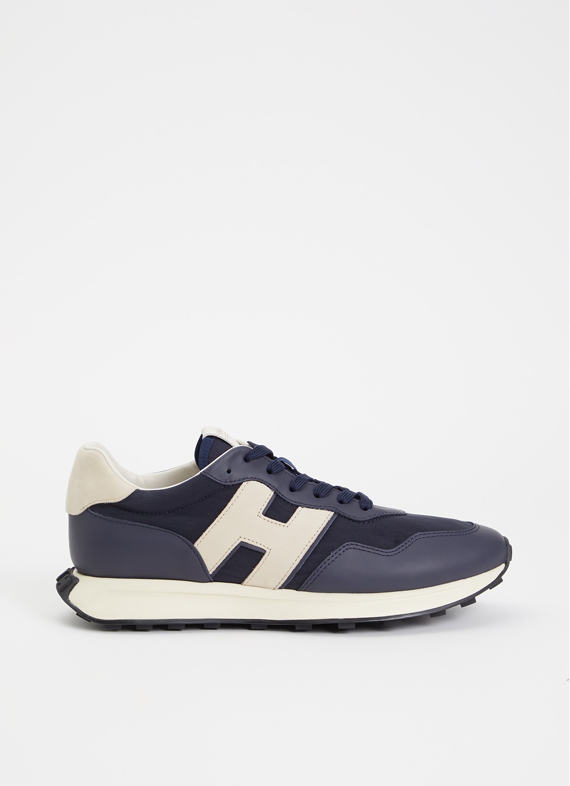 Hogan H601 sneaker met details van leer en nubuck - voorkant 6 donkerblauw