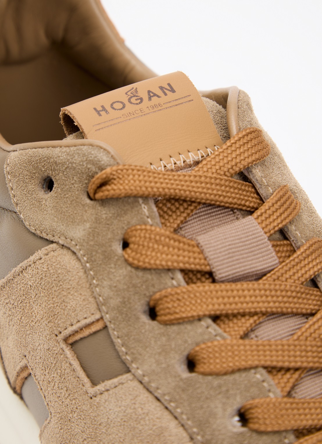 Hogan H601 sneaker van leer met details van suède - detail 5 lichtbruin