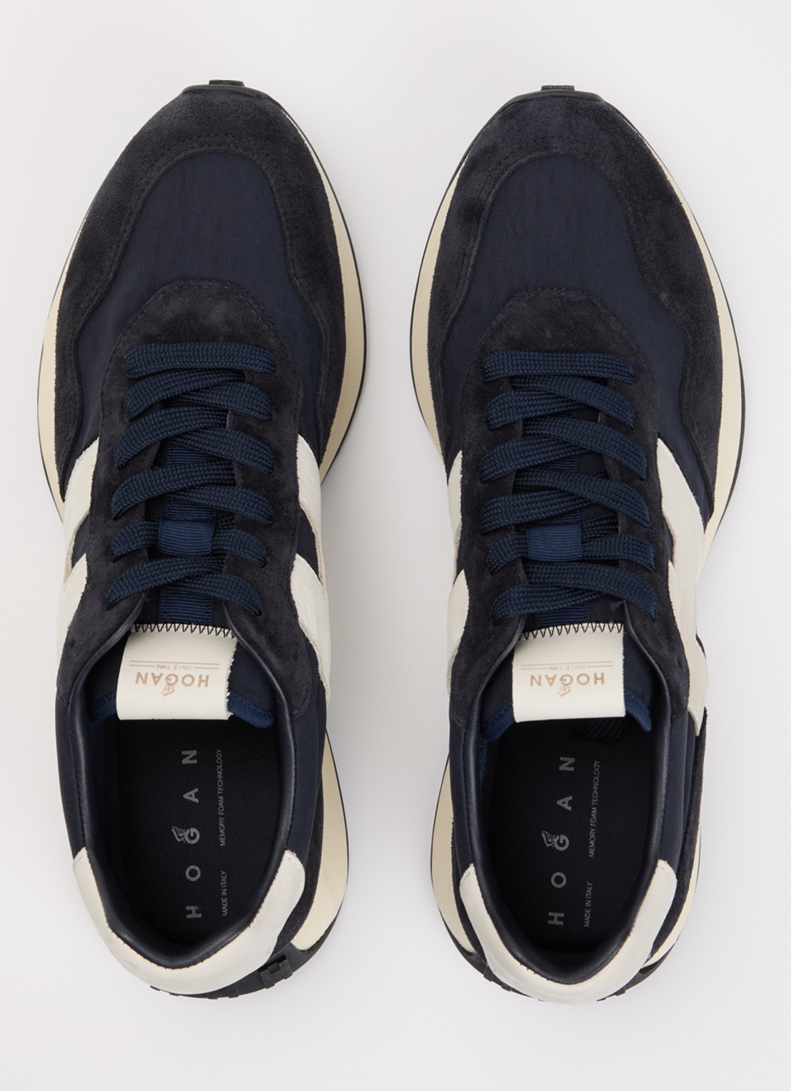 Hogan H601 sneaker van mesh met suède details - detail 3 donkerblauw