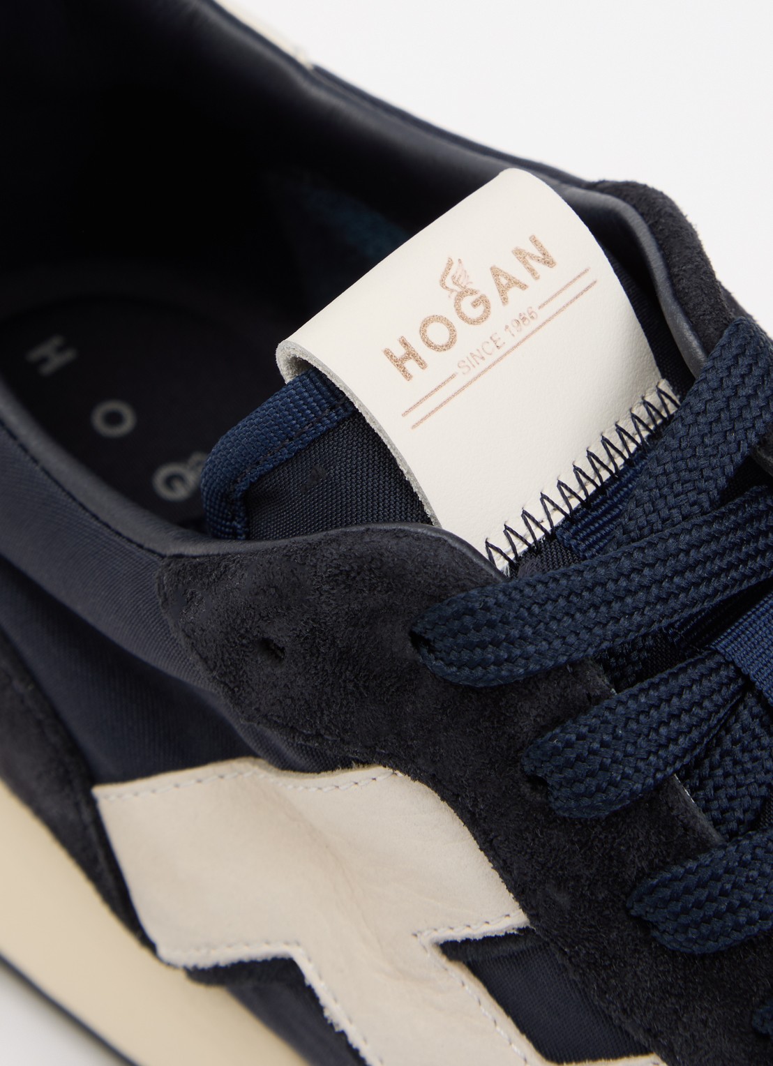 Hogan H601 sneaker van mesh met suède details - detail 5 donkerblauw