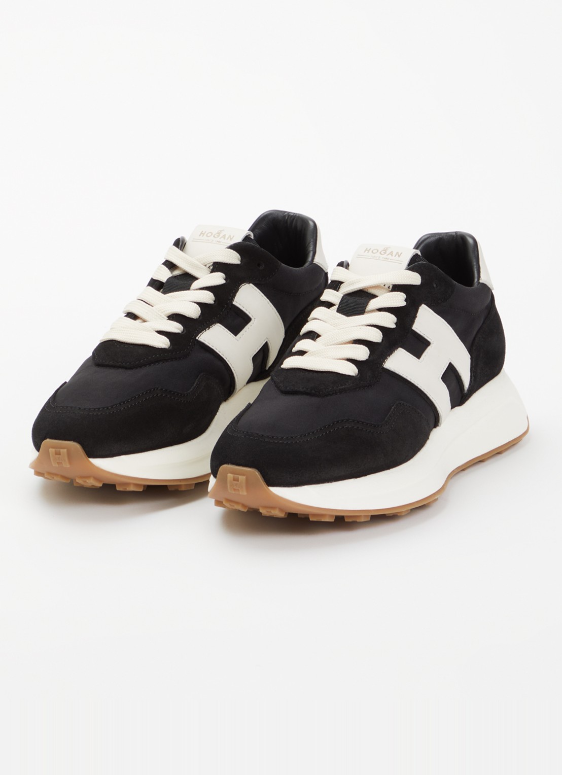Hogan H601 sneaker van mesh met suède details - detail 2 zwart