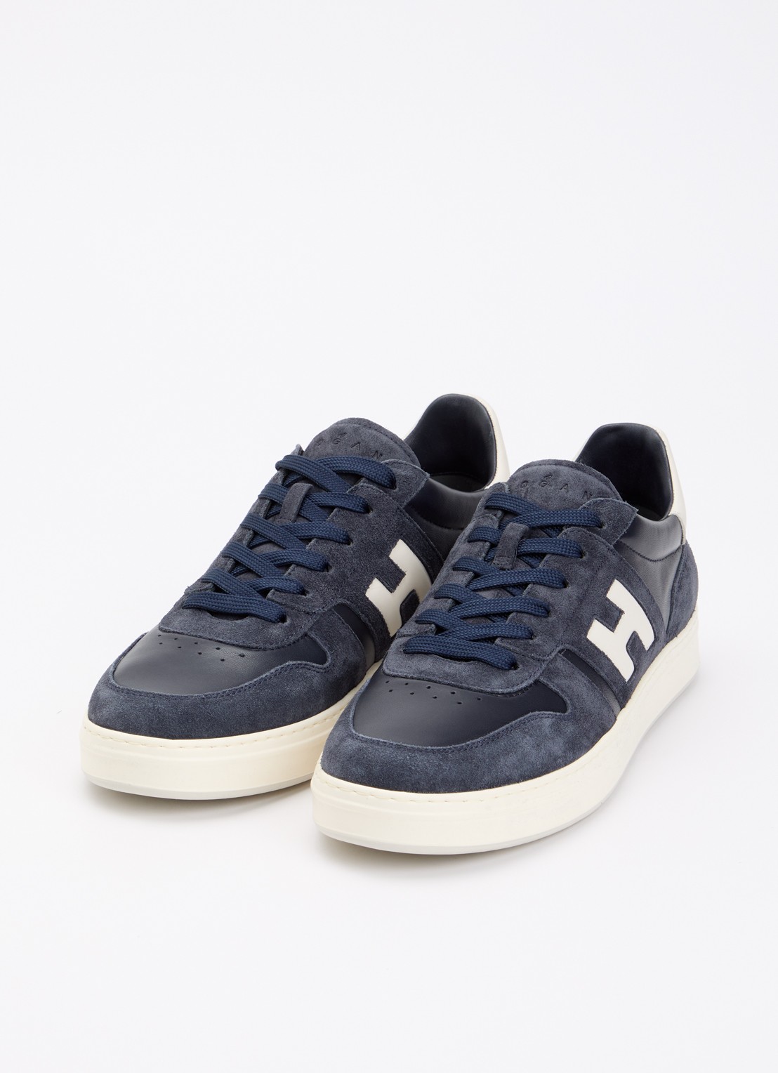 Hogan H668 H-TV sneaker van suède met details van leer - detail donkerblauw