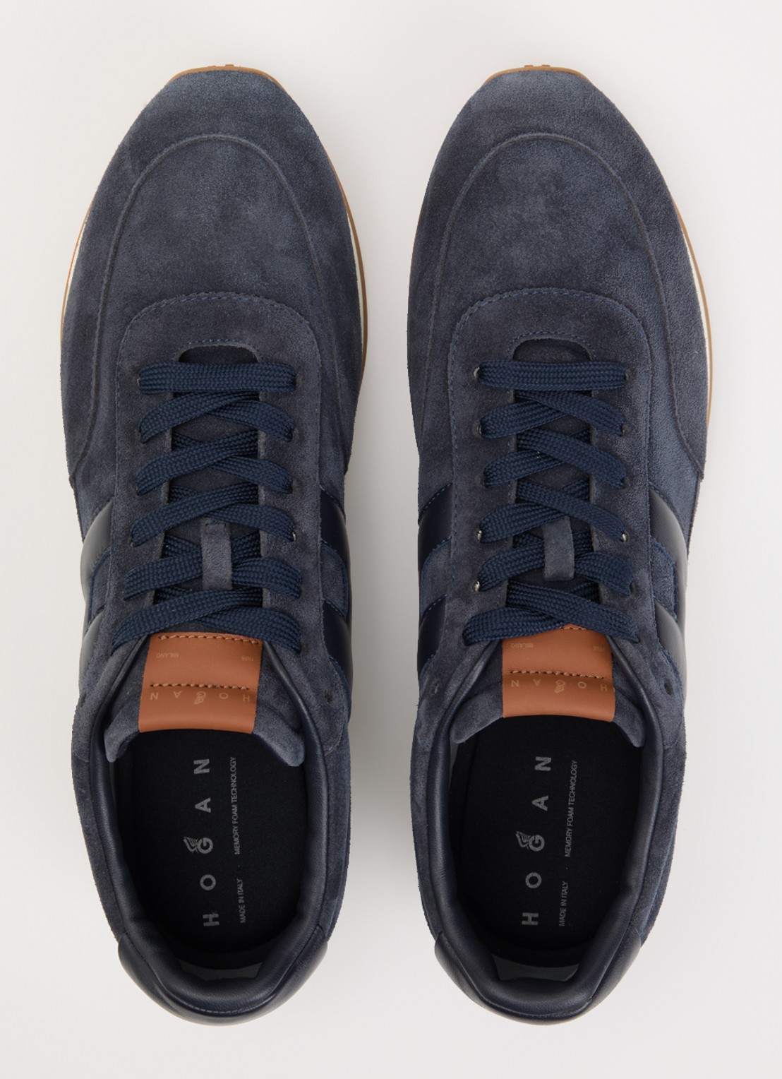 Hogan H699 Athletic sneaker van suède met details van leer - detail 3 donkerblauw