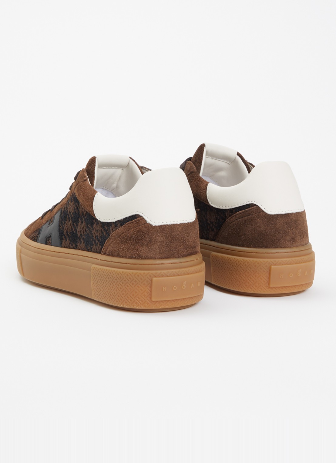 Hogan H705 sneaker van suède met plateauzool - achterkant beige