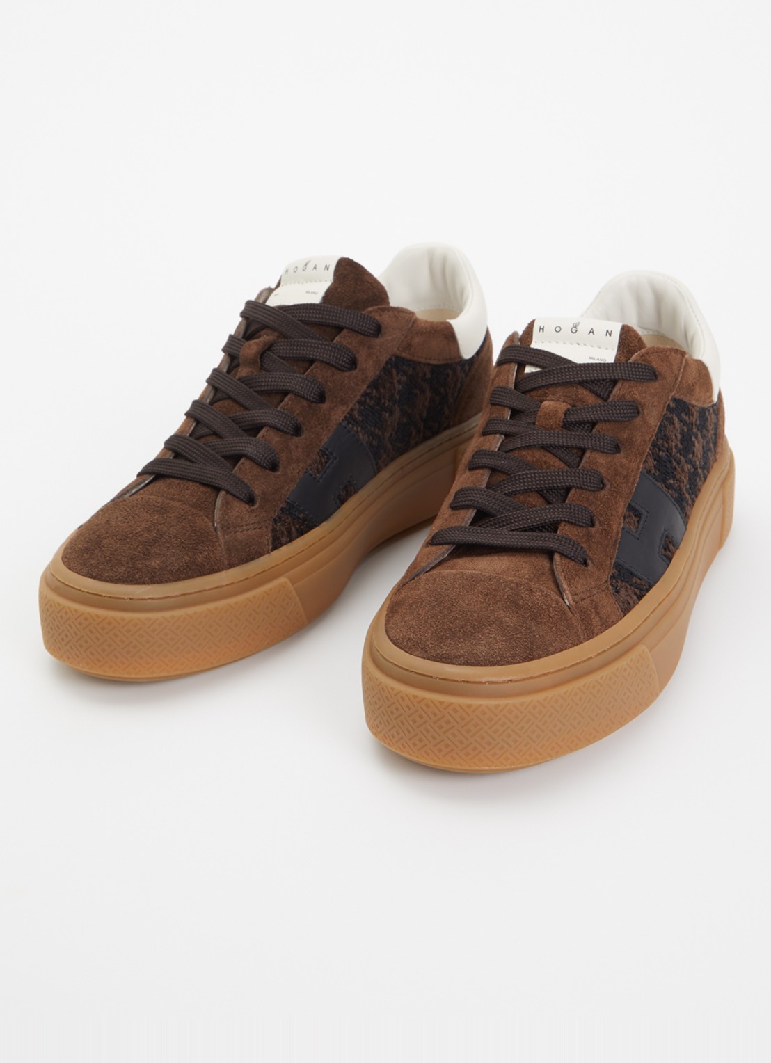 Hogan H705 sneaker van suède met plateauzool - detail 3 beige