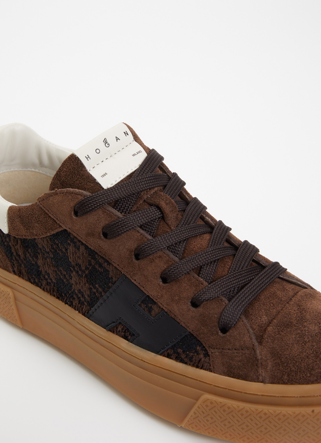 Hogan H705 sneaker van suède met plateauzool - detail 6 beige