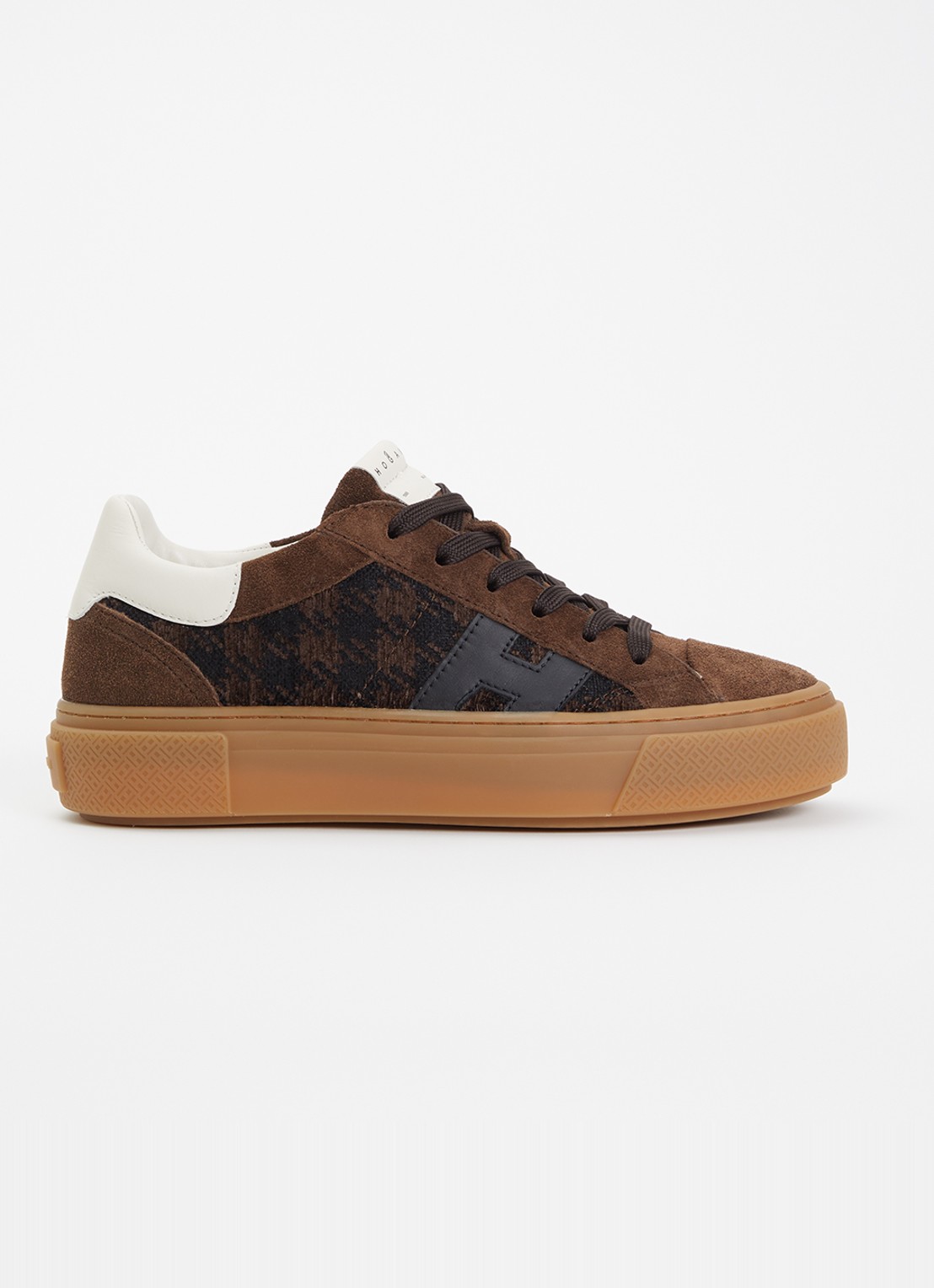 Hogan H705 sneaker van suède met plateauzool - voorkant 2 beige